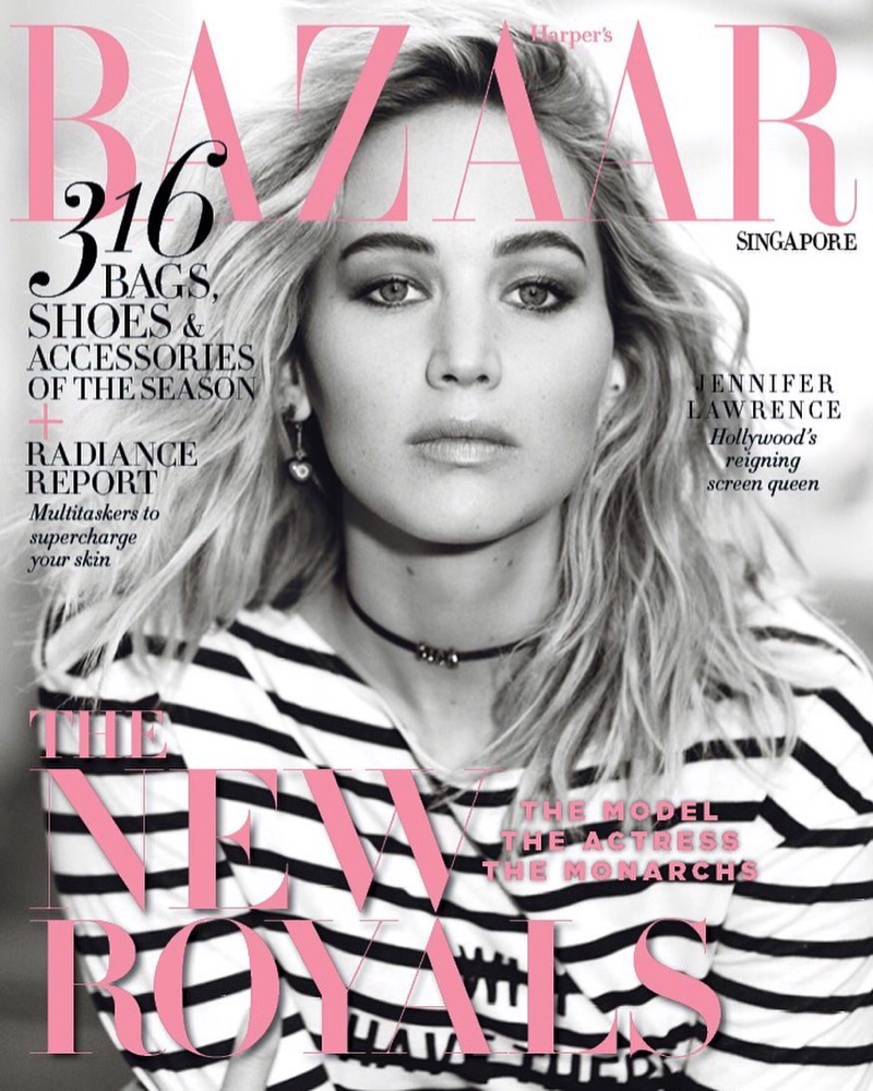 Jennifer Lawrence on Harper's Bazaar Singapore April 2018 Cover