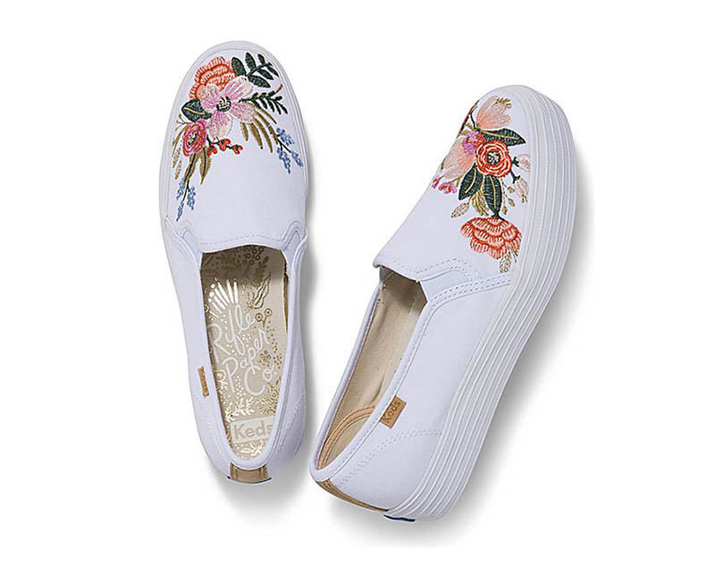 Keds x Rifle Paper Co Triple Decker Sneaker in Lively Embroidery $80