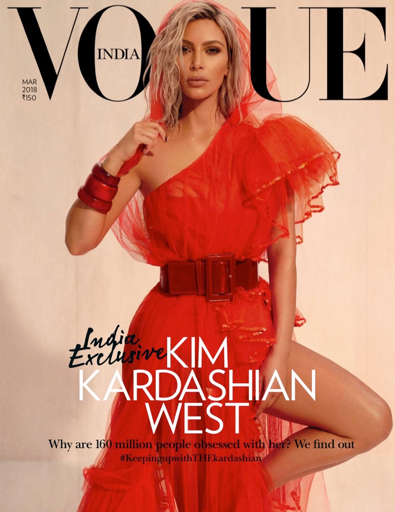 Kim Kardashian Red Fashion Shoot Vogue India Cover Fashion