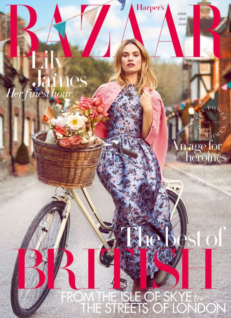 Lily James on Harper's Bazaar UK April 2018 Cover