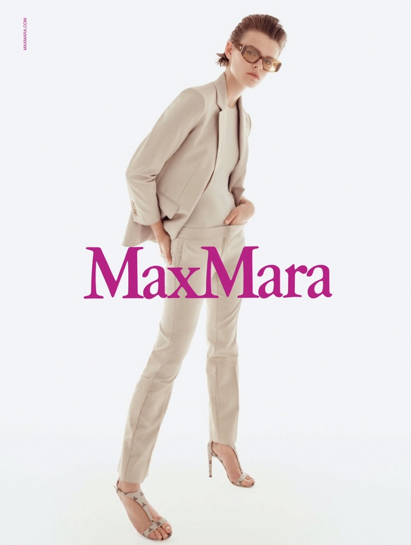 Model Cara Taylor suits up in Max Mara's spring-summer 2018 campaign