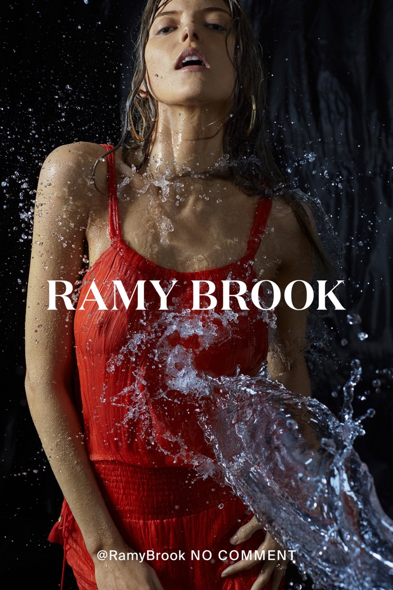 Martha Hunt wears sexy red dress for Ramy Brook's spring-summer 2018 campaign