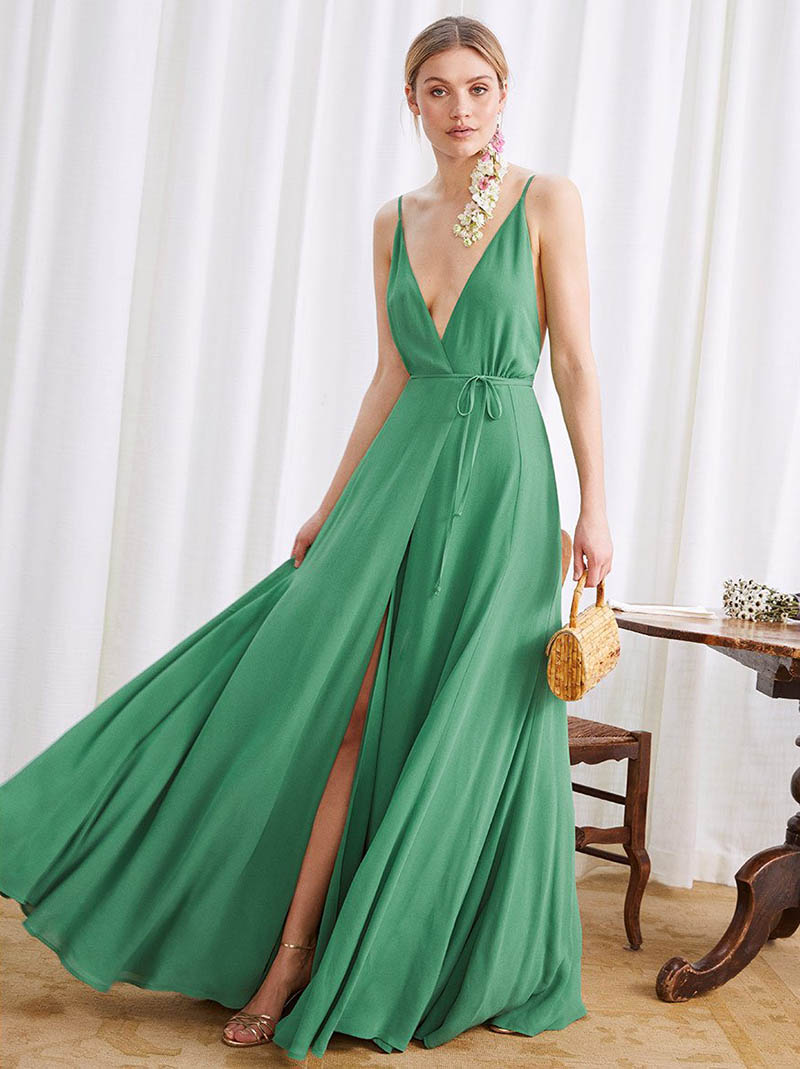 Reformation Callalily Dress in Matcha $428