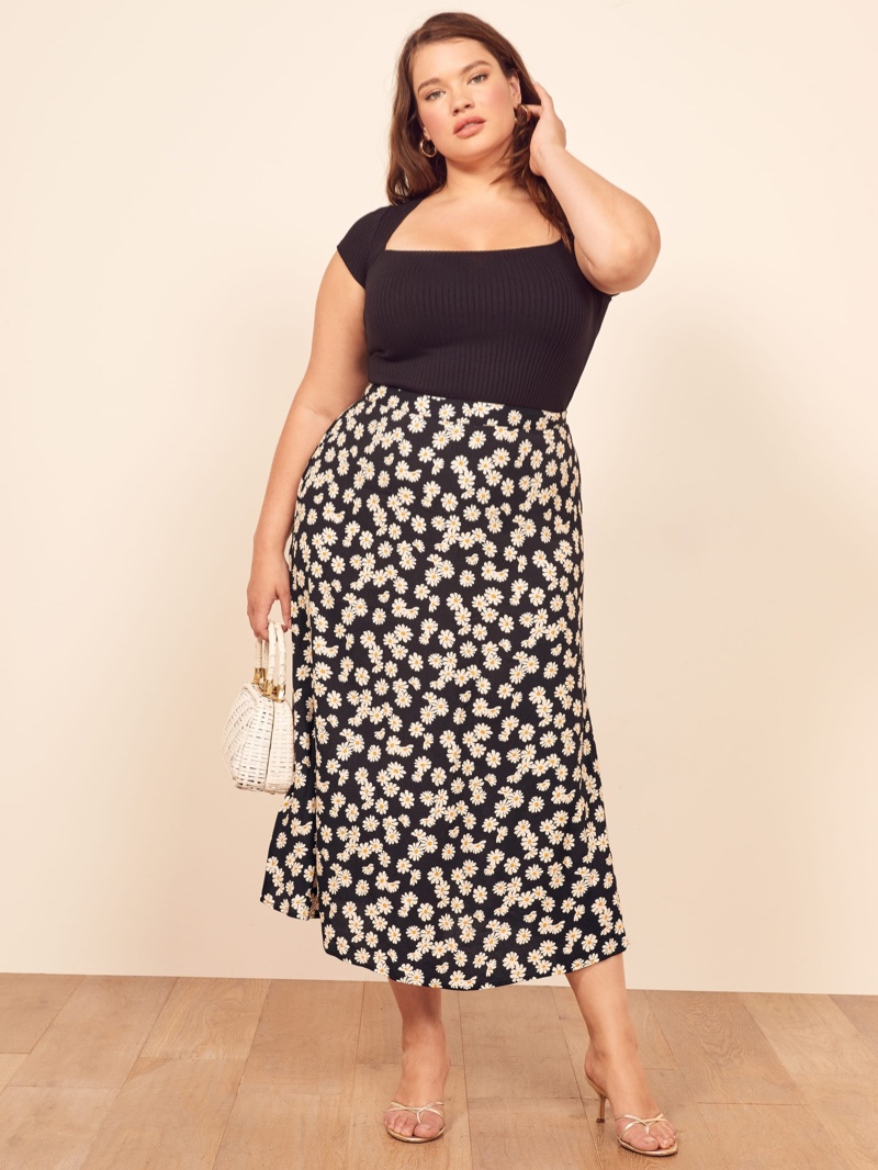 Reformation Extended Sizes Bea Skirt in Daisy Chain $148
