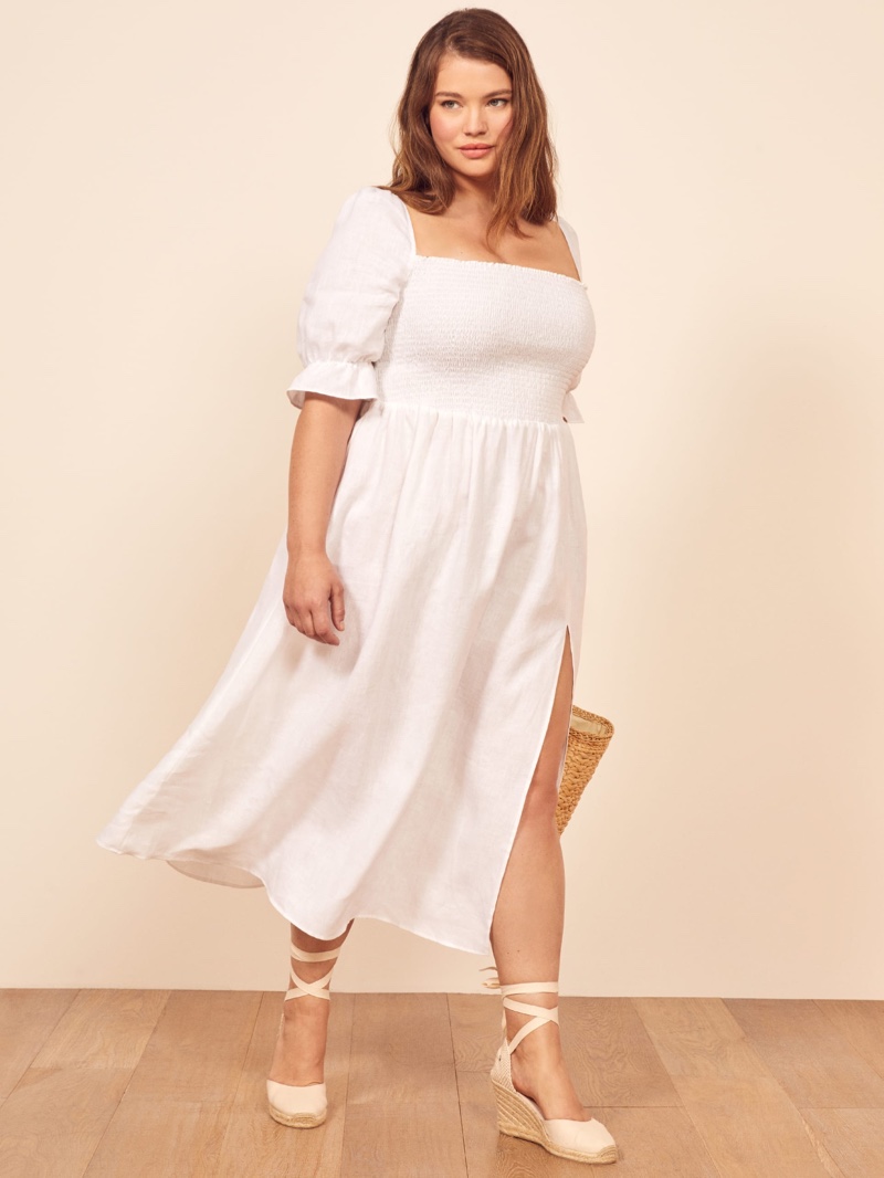 Reformation Extended Sizes Marabella Dress in White $248