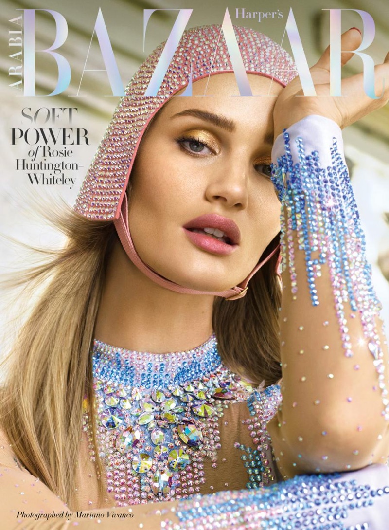 Rosie Huntington-Whitieley on Harper's Bazaar Arabia April 2018 Cover