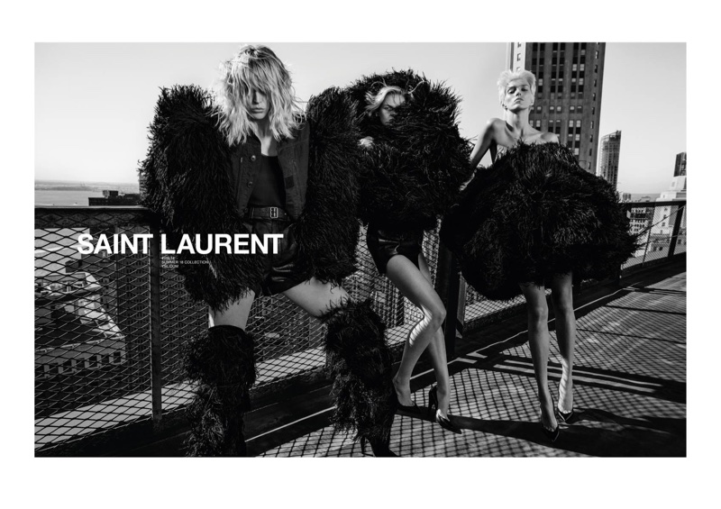 Raquel Zimmermann, Cara Taylor and Anja Rubik star in Saint Laurent’s spring-summer 2018 campaign