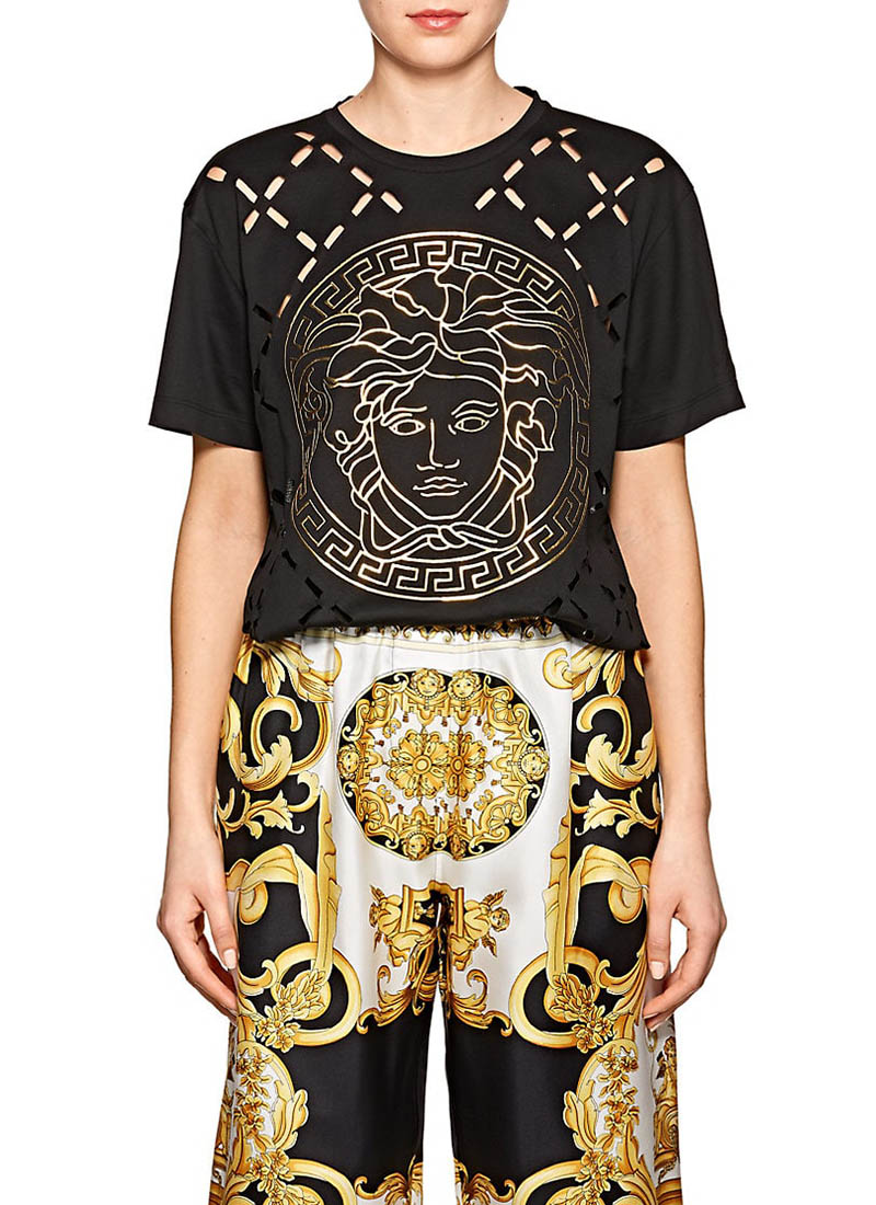 Versace Logo Cutout Cotton T-Shirt $425