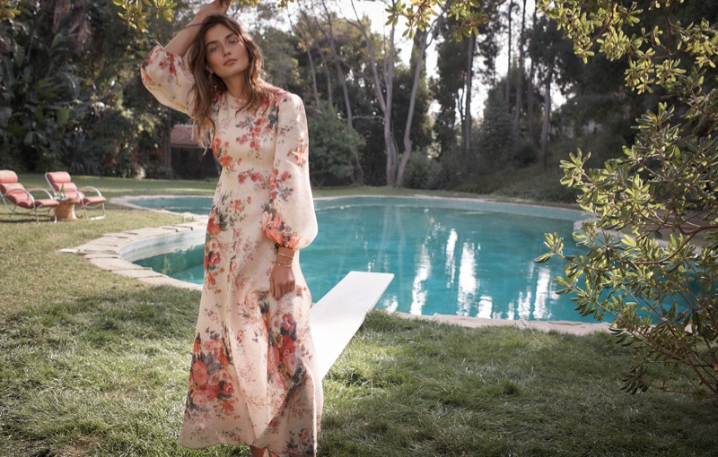 Andreea Diaconu models Laelia dress in Zimmermann's Swim Summer 2018 campaign