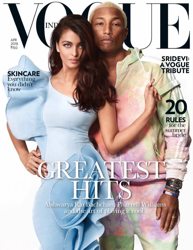 Aishwarya Rai and Pharrell Williams on Vogue India April 2018 Cover