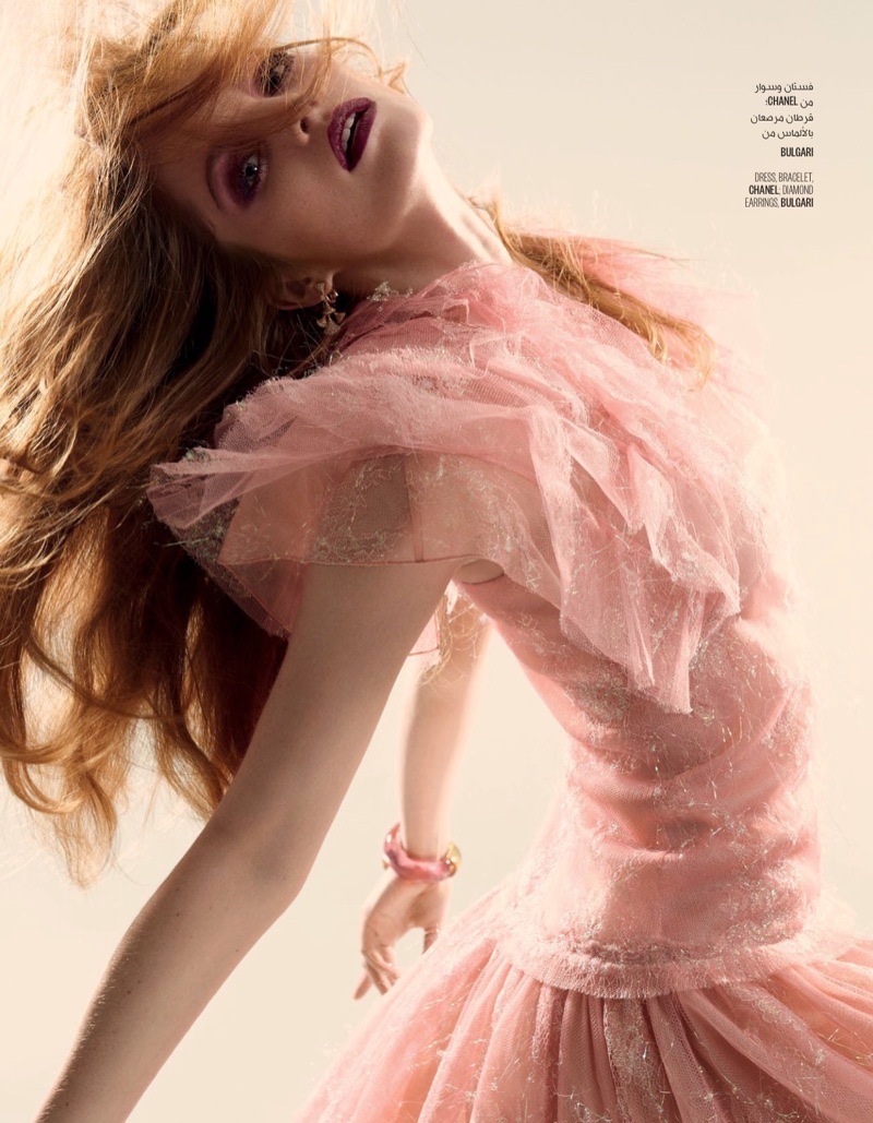 Alexina Graham Models Opulent Dresses for Vogue Arabia