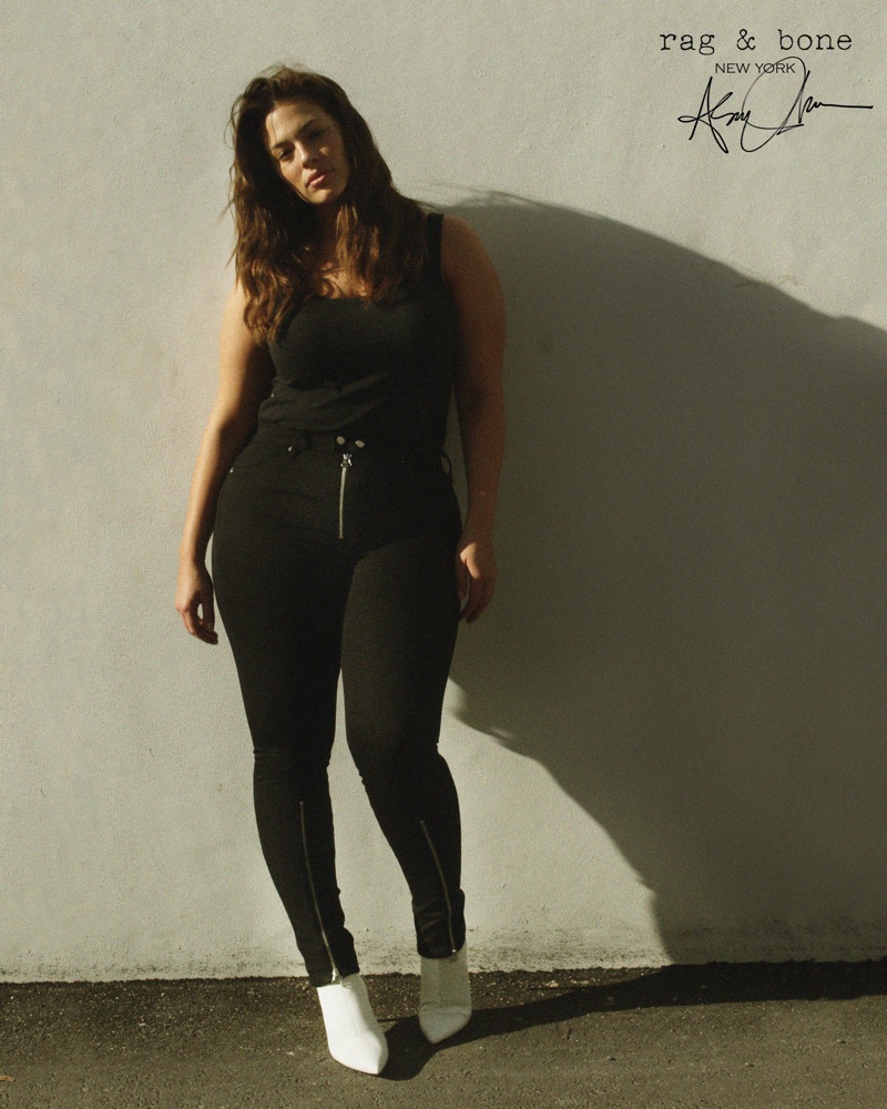 Dressed in black, Ashley Graham stars in Rag & Bone DIY Project