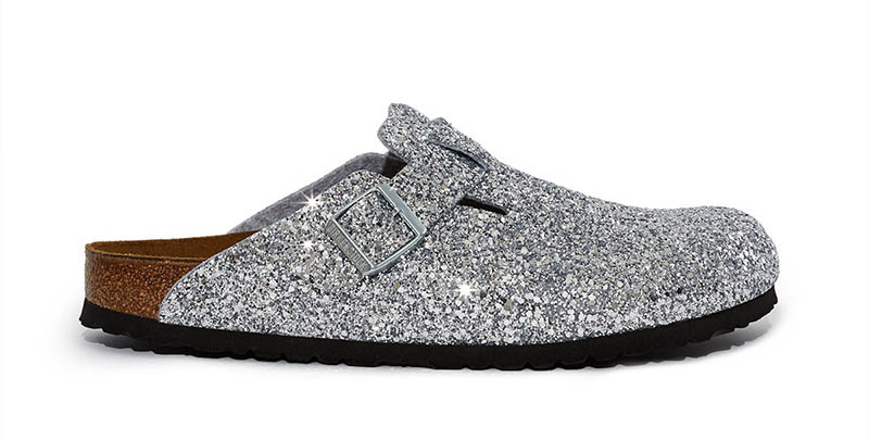 Birkenstock x Opening Ceremony Boston Glitter Clog in Silver $155