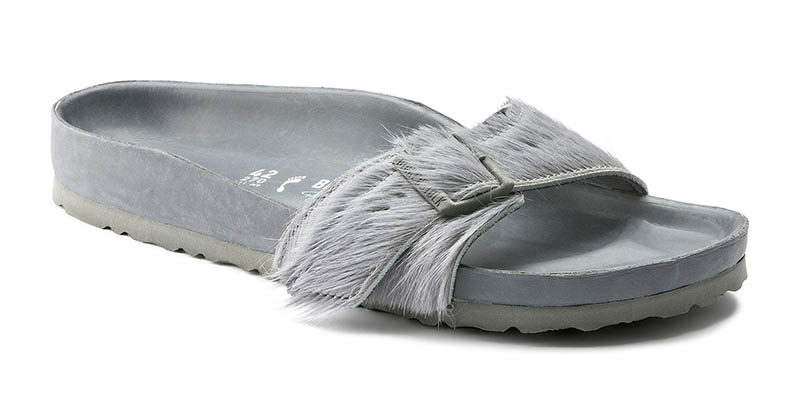 Birkenstock x Rick Owens Madrid Fur Sandal in Longhair Gray $350