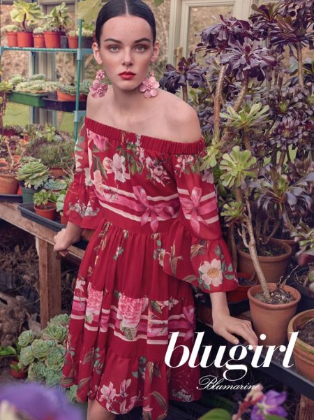 Charlotte Folkman is in Full Bloom for Blugirl's Spring 2018 Campaign An image from Blugirl's spring 2018 advertising campaign
