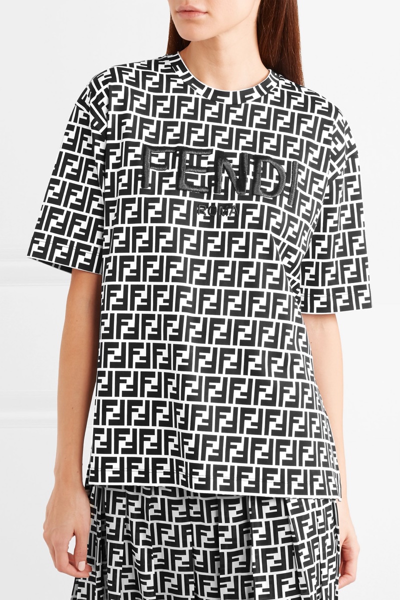 Fendi Embroidered Printed Cotton Jersey T-Shirt $890