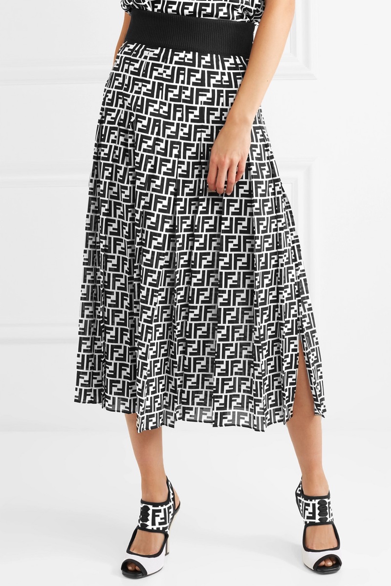 Fendi Printed Silk-Georgette Midi Skirt $1,980