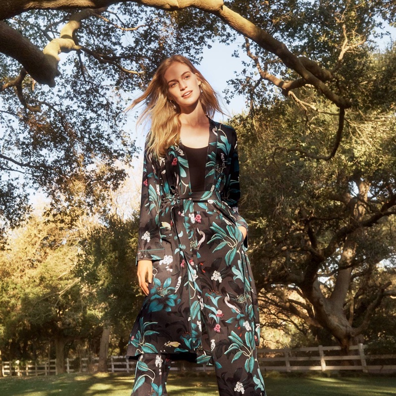 H&M x Anna Glover Patterned Kimono, Jersey Tank Top and Pants
