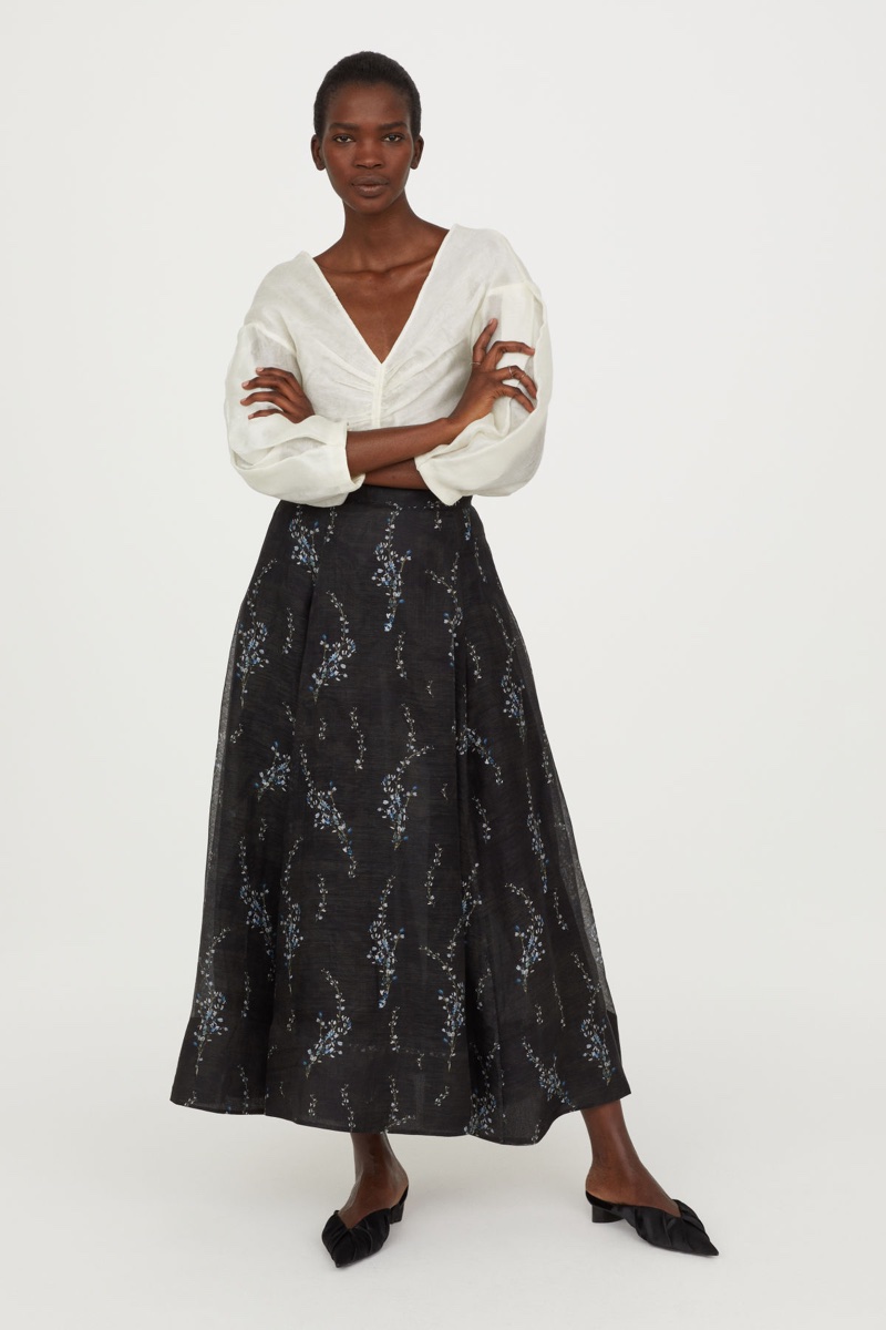 H&M Conscious Exclusive Linen Silk Skirt $199