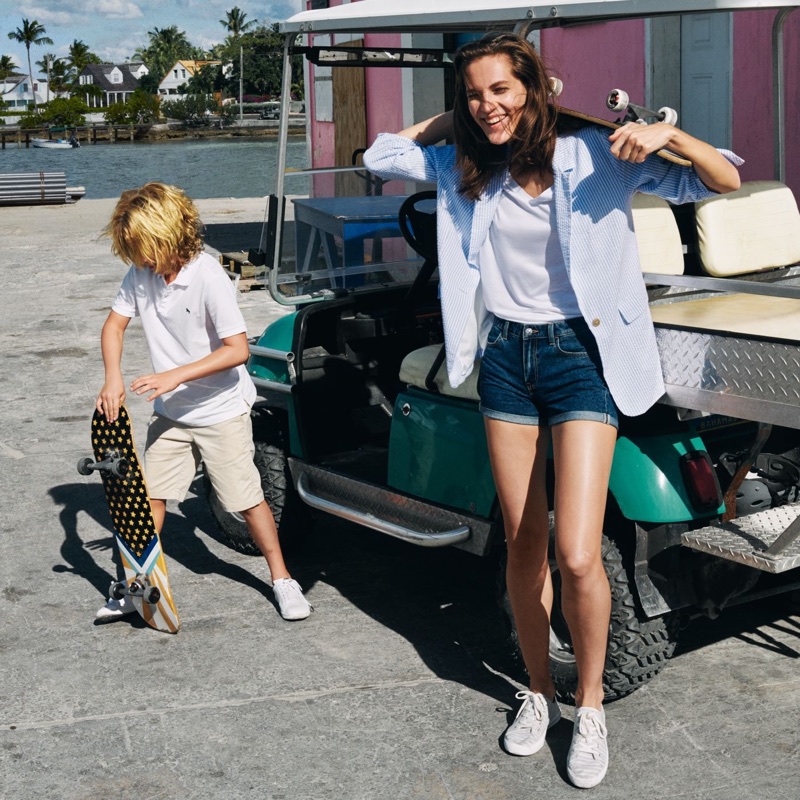 H&M Seersucker Jacket, Denim Shorts and Twill Sneakers