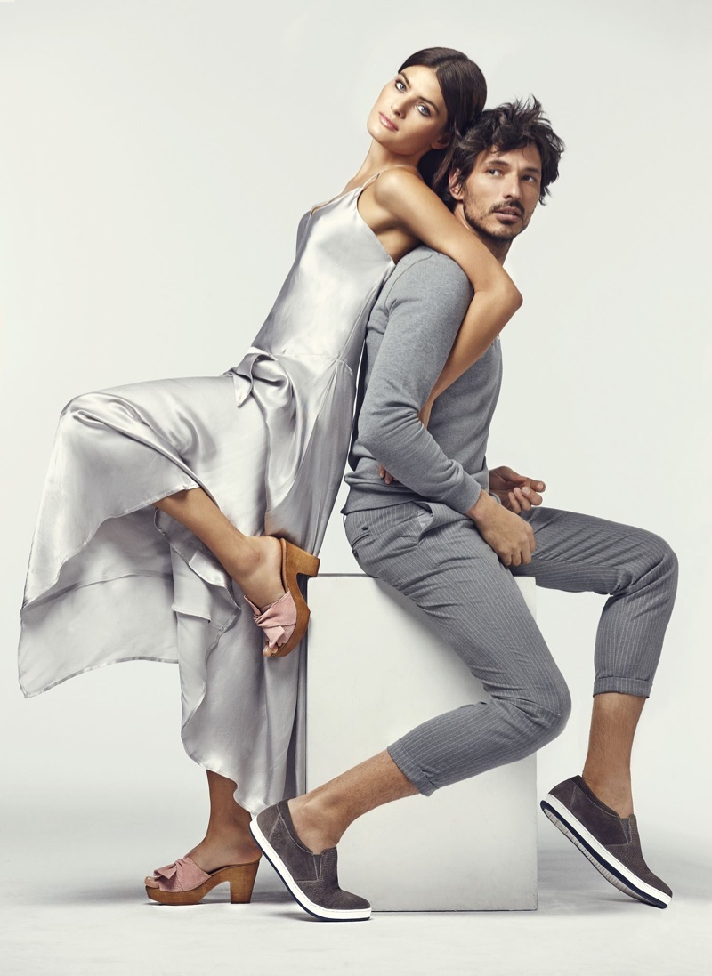 Isabeli Fontana poses with Andres Velencoso for Carmela Shoes' spring-summer 2018 campaign