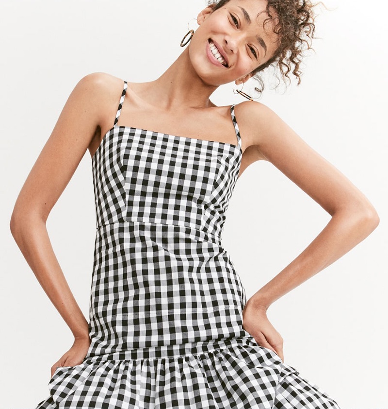 J. Crew Tiered Gingham Gown