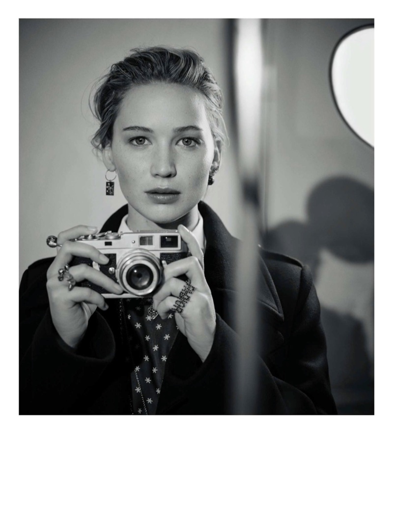 Posing with a camera, Jennifer Lawrence appears in Dior's pre-fall 2018 campaign