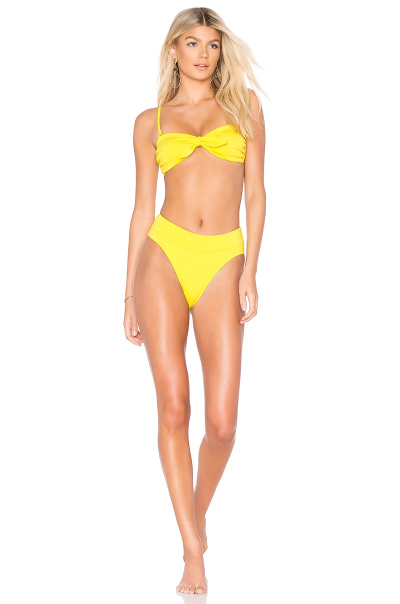 Kendall + Kylie x REVOLVE Knot Front Bikini Top $78 and Cutout High Rise Bikini Bottom in Dazzling Yellow $68
