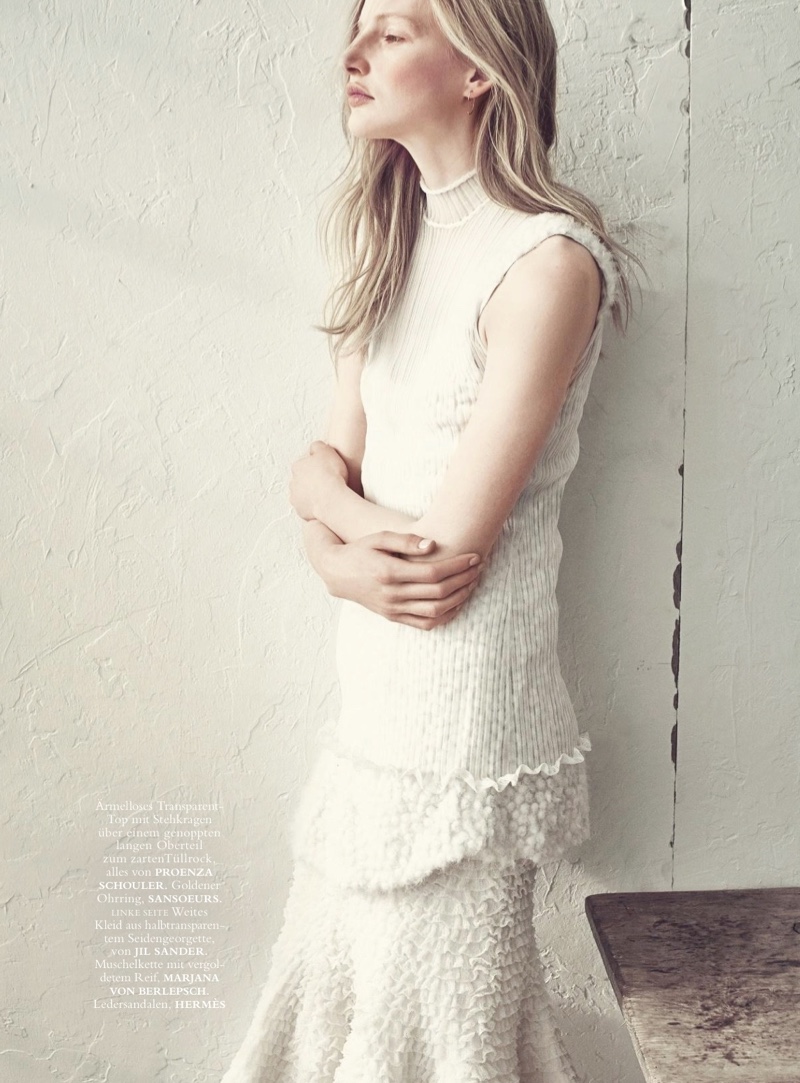 Leah Rodl Poses in Dreamy White Fashions for Harper's Bazaaar Germany