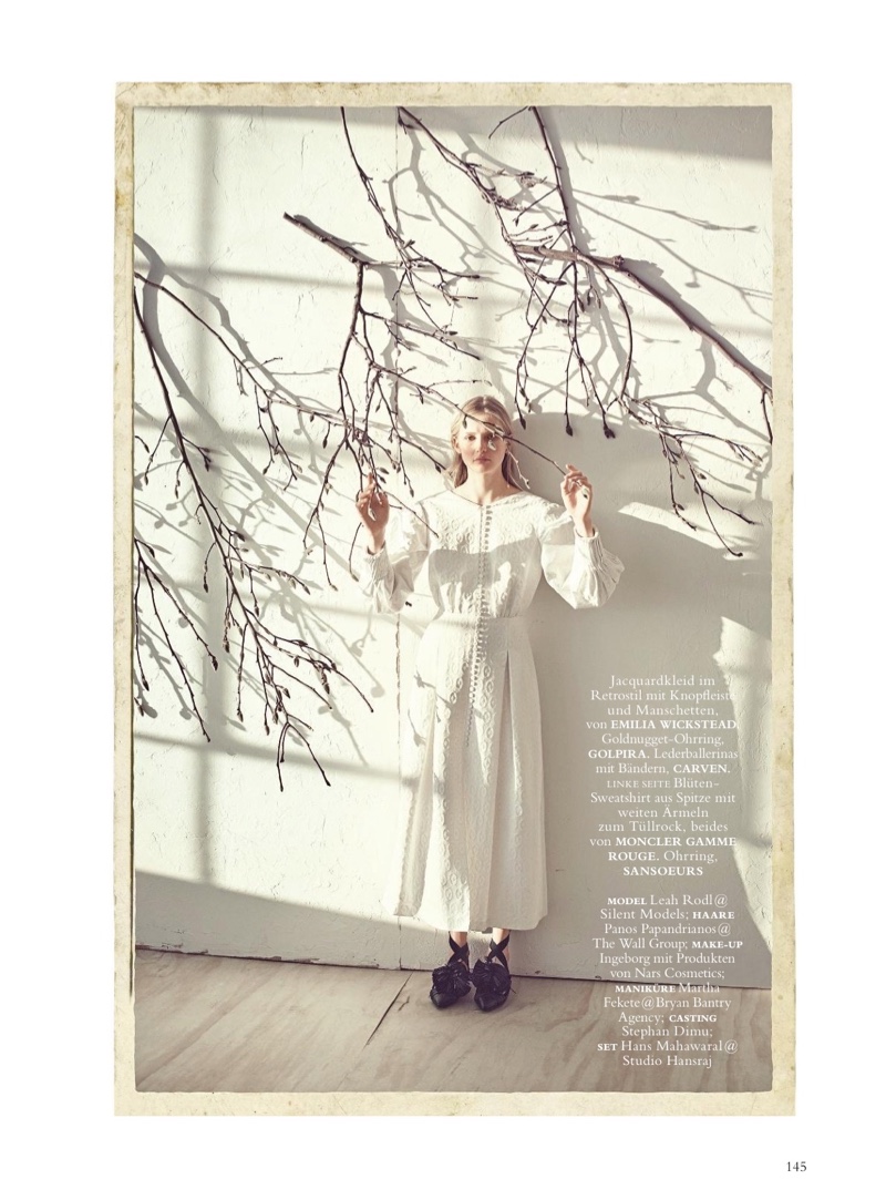 Leah Rodl Poses in Dreamy White Fashions for Harper's Bazaaar Germany