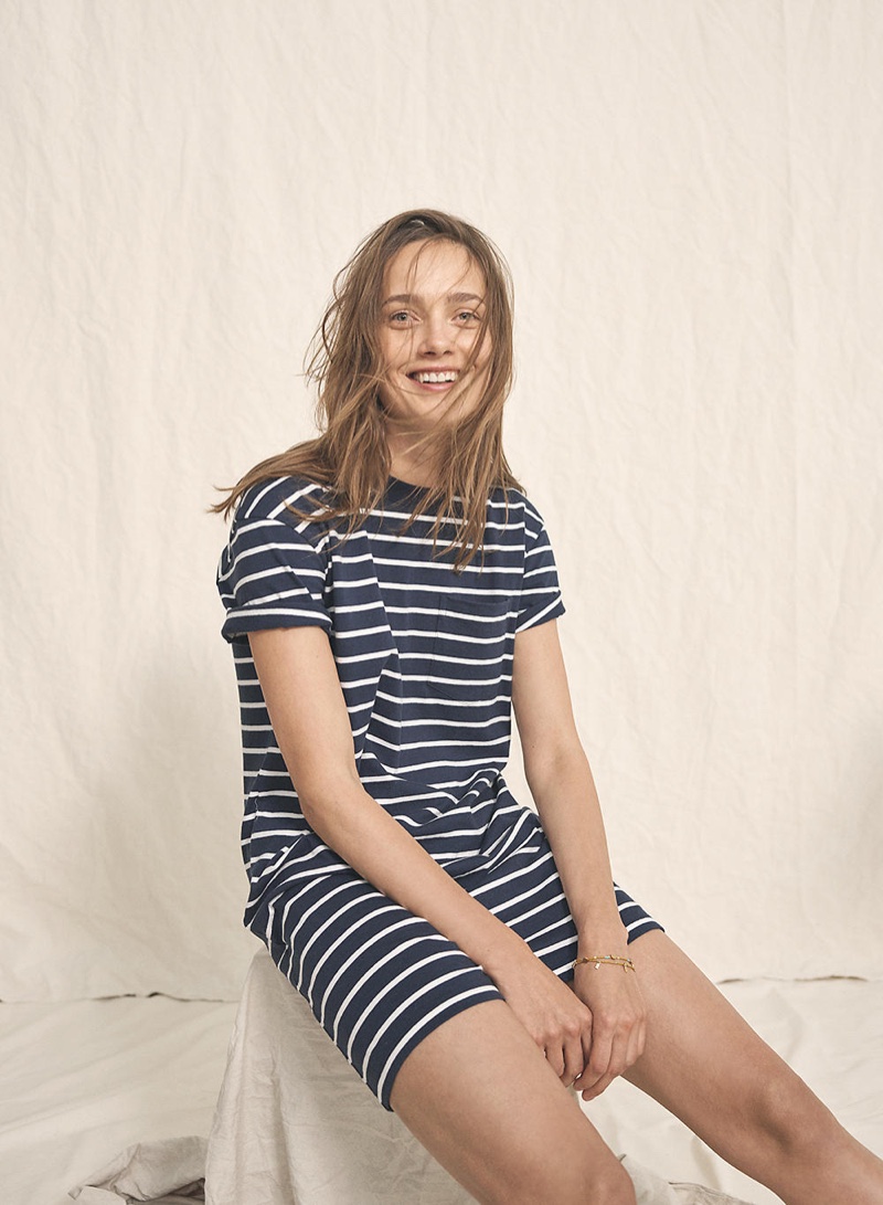 Madewell Striped Pocket Tee Dress and Two-Pack Beaded Bracelets