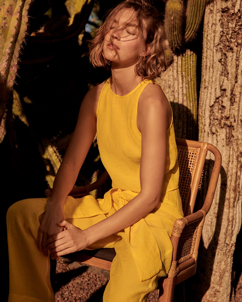 Arizona Muse models bright yellow in Mango Committed's spring-summer 2018 campaign