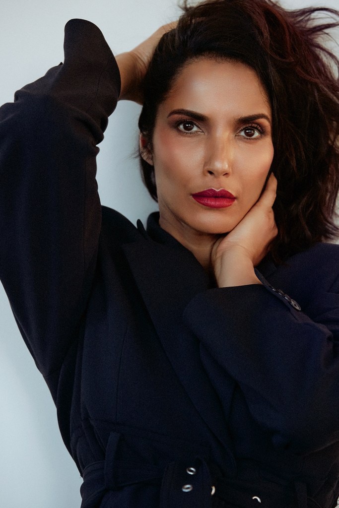 Wearing a vibrant red lipstick shade, Padma Lakshmi stuns in this shot