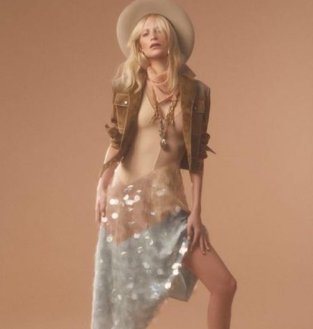 Poppy Delevingne Goes West in Bottega Veneta for Harper's Bazaar Taiwan Poppy Delevingne poses in Bottega Veneta jacket and dress