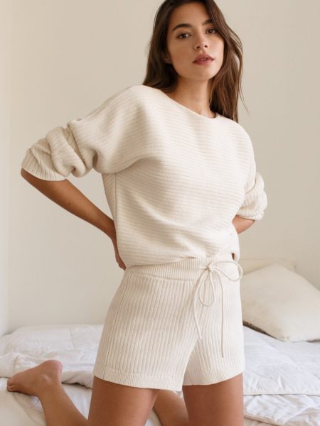 Relax in Reformation's Two-Piece Lounge Sets Reformation Cort Short Set in Gossamer $248