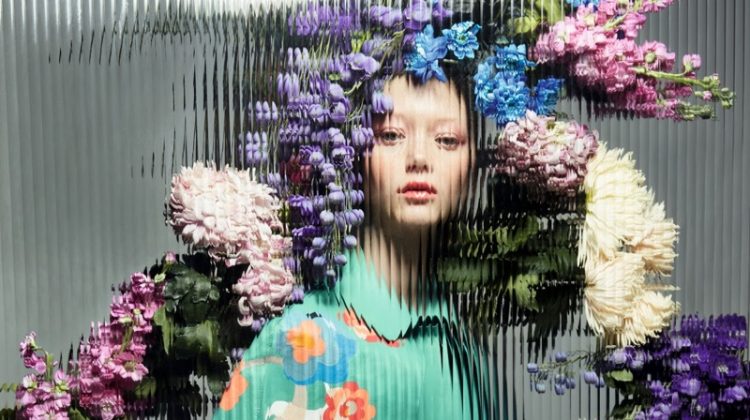 Sara Grace Wallerstedt Charms in Floral Fashions for Vogue China