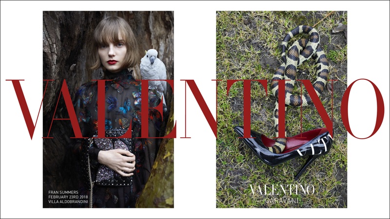 Model Fran Summers appears in Valentino's pre-fall 2018 campaign