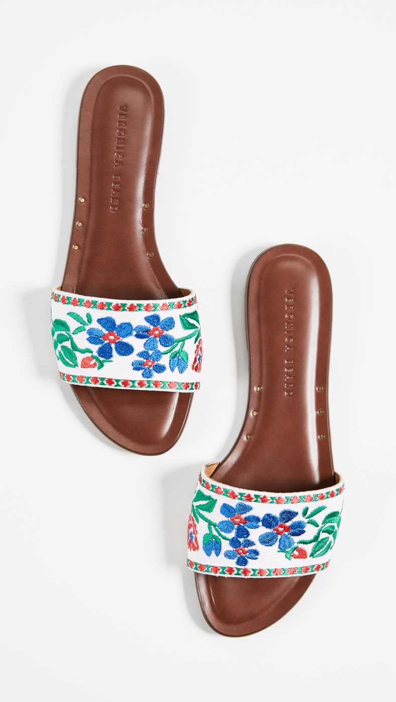 Veronica Beard Frida Linen Slide Sandals $350
