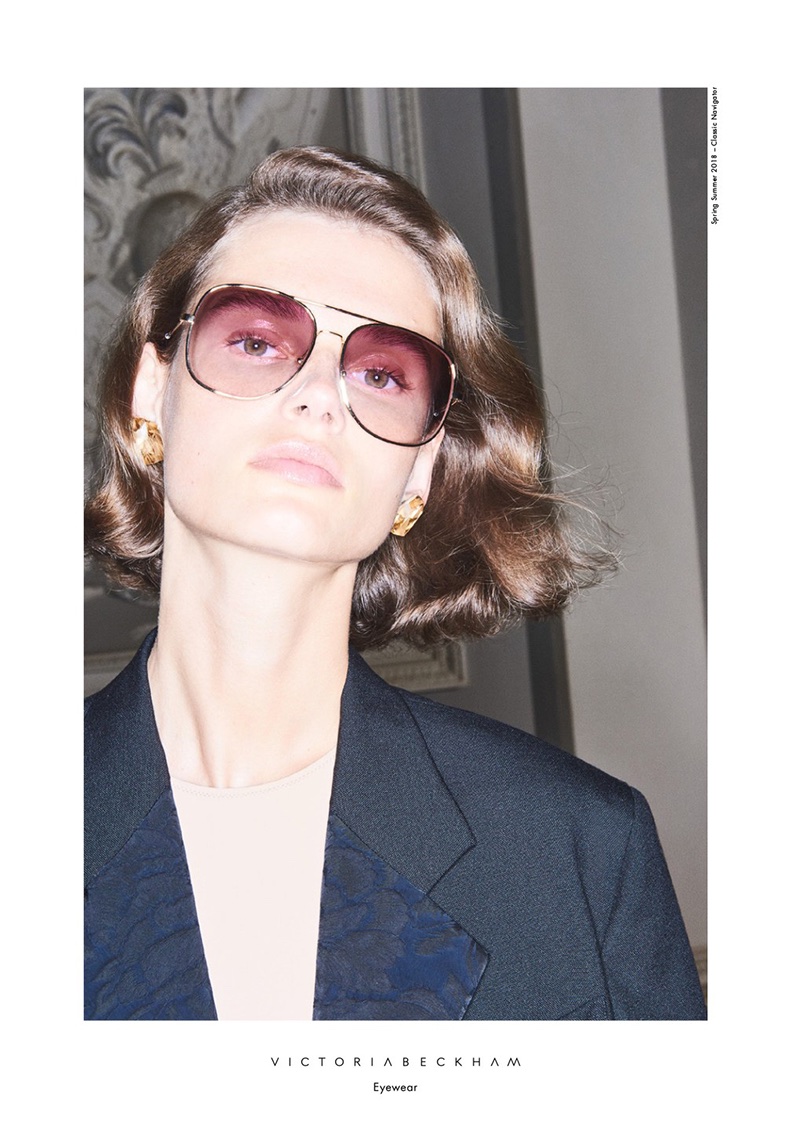 Giedre Dukauskaite wears sunglasses in Victoria Beckham Eyewear's spring-summer 2018 campaign