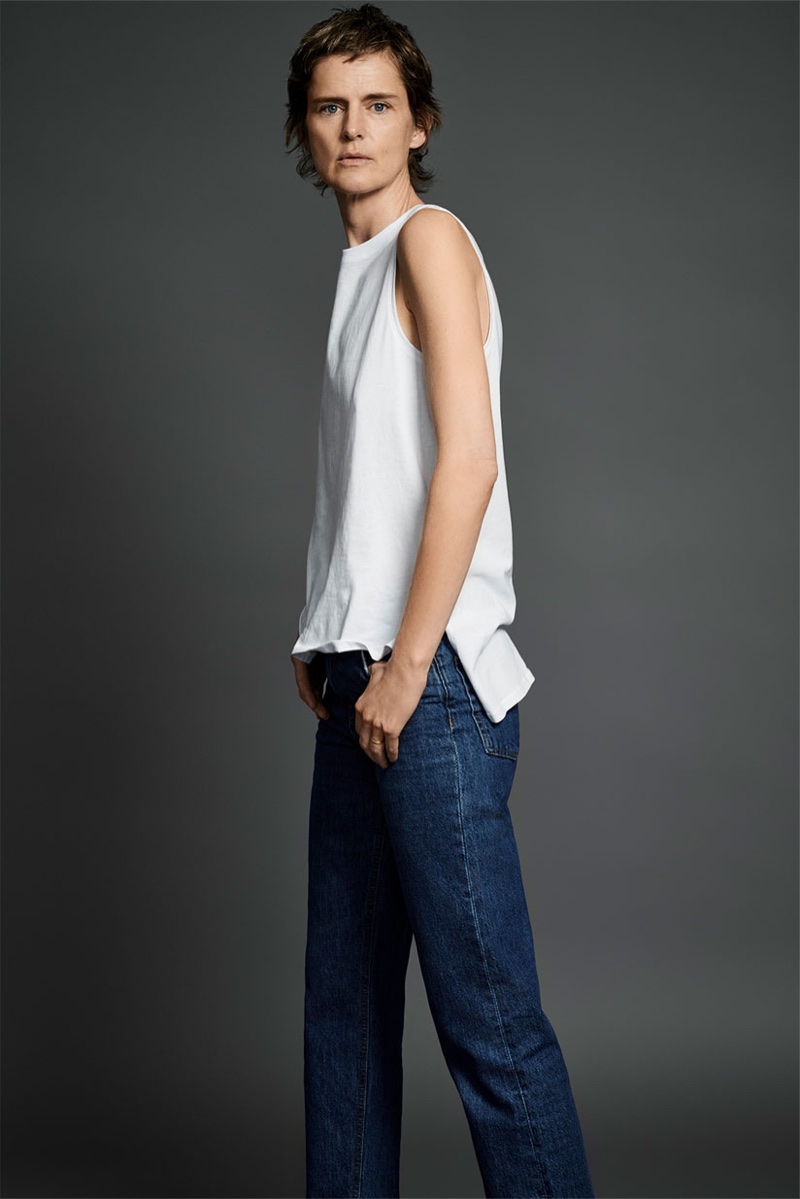 Zara sleeveless t-shirt and straight Malibu jeans