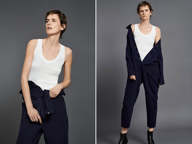 Zara denim jumpsuit with sleeveless t-shirt