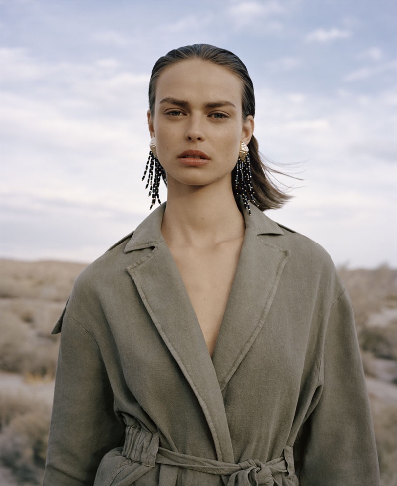 Zara Fringed Metal Earrings and Tie Waist Jacket