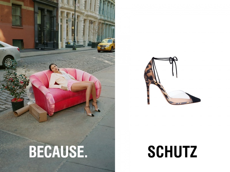 Adriana Lima poses in New York City for Schutz' summer 2018 campaign