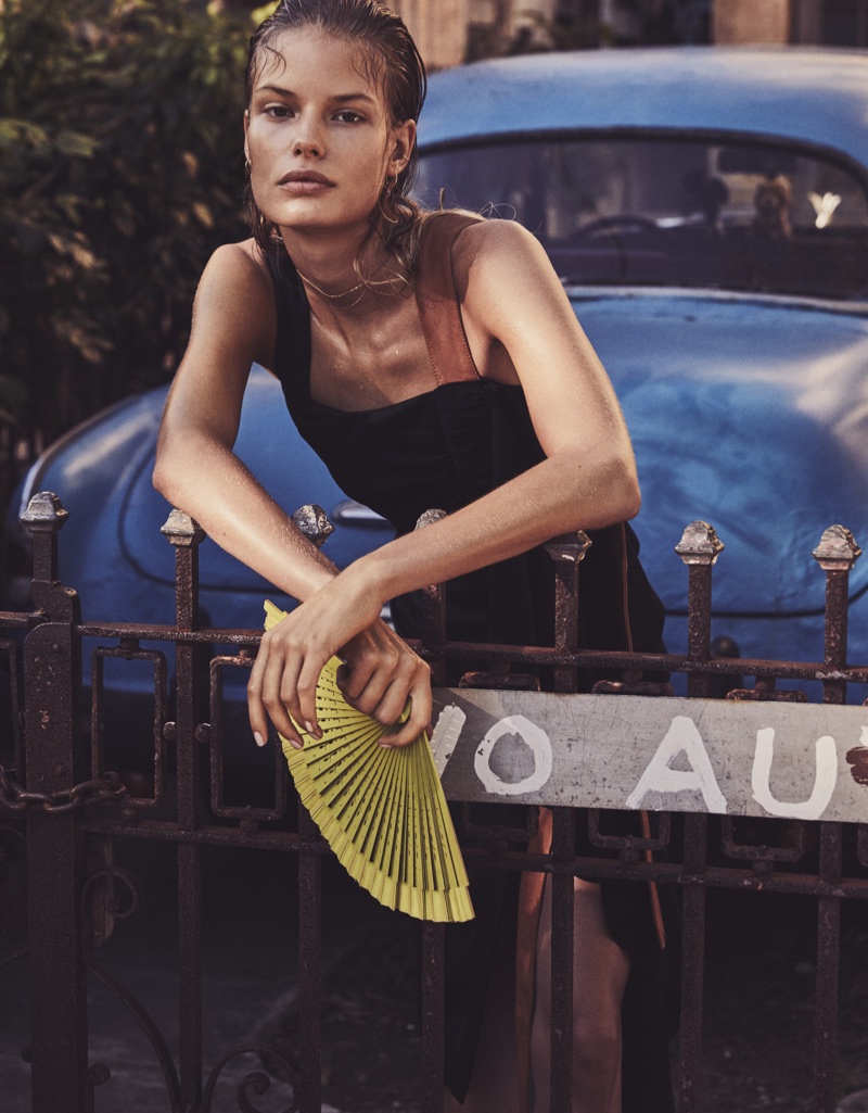 Alena Blohm Models Summer Dresses in Cuba for Grazia Italy
