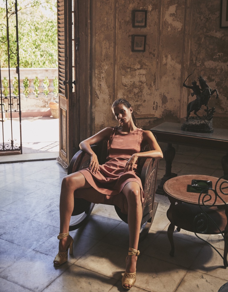 Alena Blohm Models Summer Dresses in Cuba for Grazia Italy