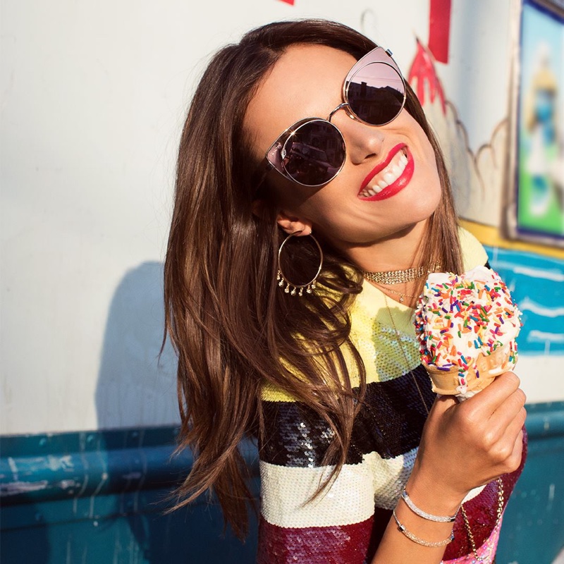 Alessandra Ambrosio poses with ice cream for Swarovski's Luminous Fairy 2018 campaign