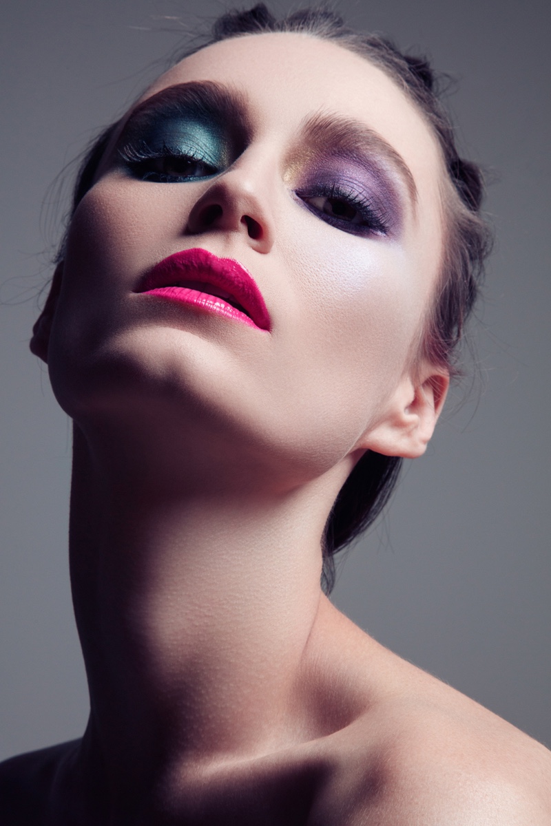 Alex Boldea models vibrant eyeshadow. Photo: Jeff Tse