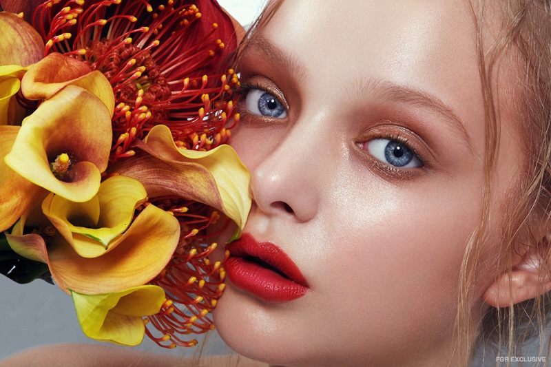 Amiah Miller poses in floral beauty shoot. Photo: Wendy Hope