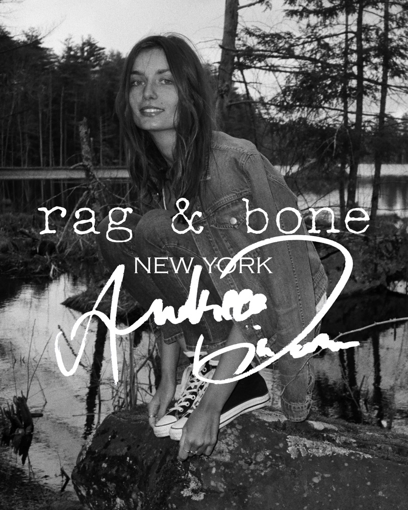 Photographed in black and white, Andreea Diaconu fronts Rag & Bone's DIY Project