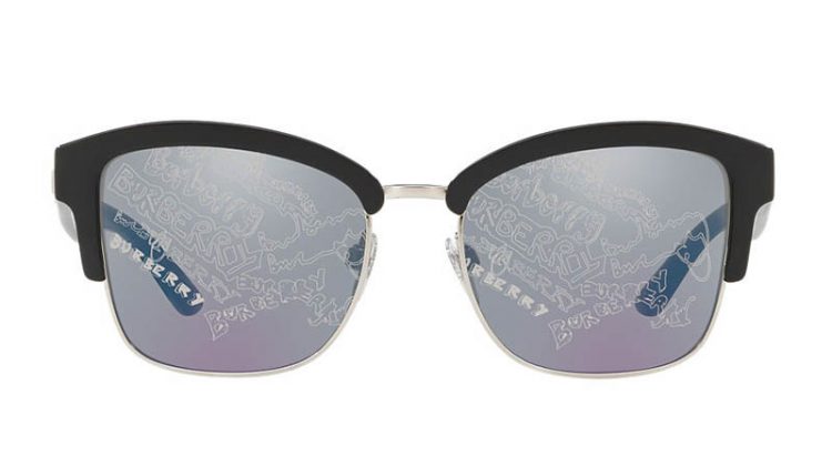 Burberry Doodle Square Frame Sunglasses with Blue Lens $220